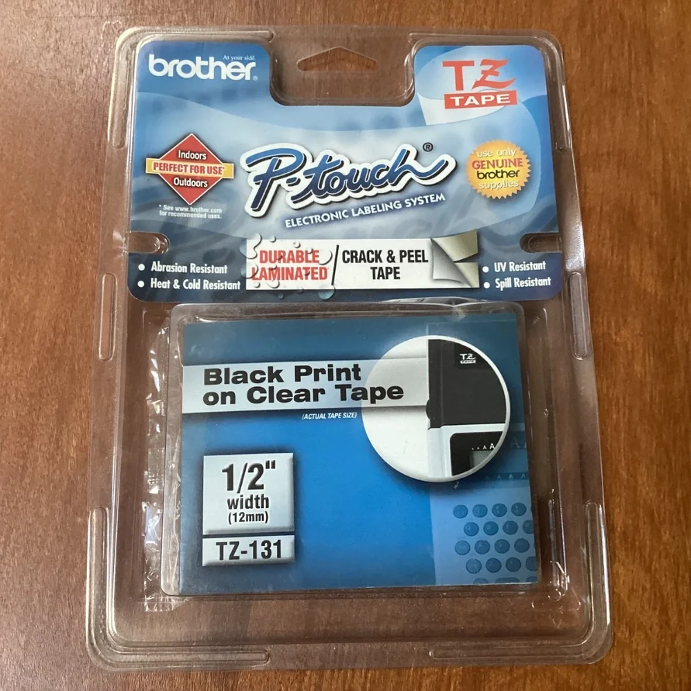 Brother TZ-121 P-touch Electronic Labeling System Tape 1/2” width (12 mm)